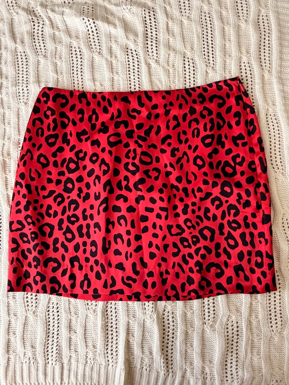 Equipment Red and Black Leopard Print Mini Skirt